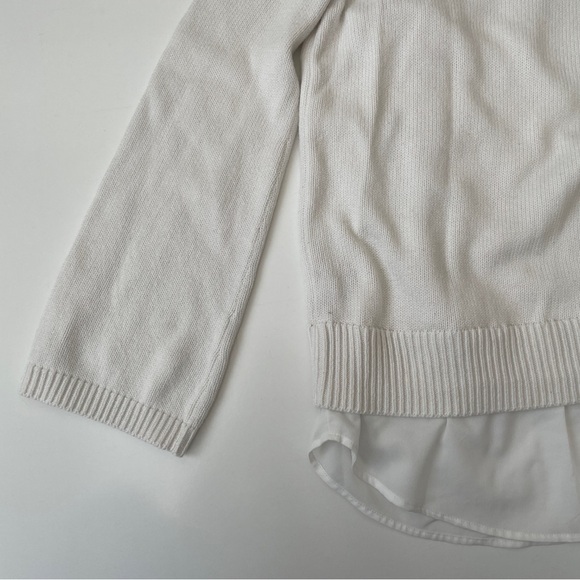 Women's Simply Vera Vera Wang Lace-Up Mock Layer Sweater, Size S Small in Cream - Picture 13 of 14